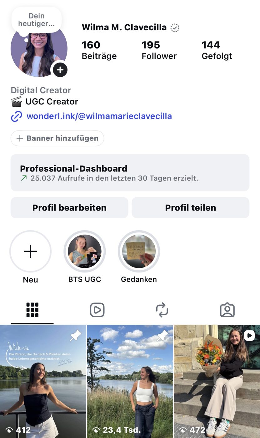 Instagram Profil von Wilma Marie Clavecilla