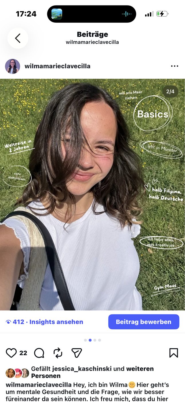 Instagram Beitrag: Basics über mich